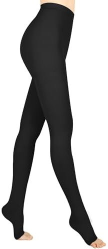 Evolyline Calze a Compressione Medica da Donna e Uomo Lunghe 15-20 mmHg, Classe I Calze a Compressione Graduata con Punta Aperta per Gravidanza, Vene Varicose, Edema, Lipodema, Nero , XXL