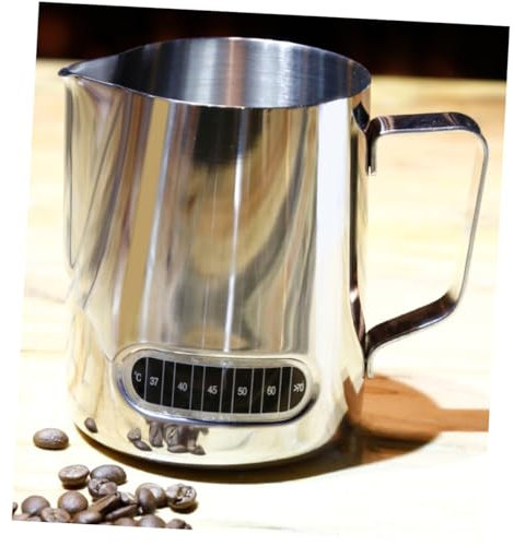 Amosfun Pichet à Lait Avec Indicateur De Température Tasse à Café Effet Fleurs Mug à Lait Pour Latte Art Et Cappuccino