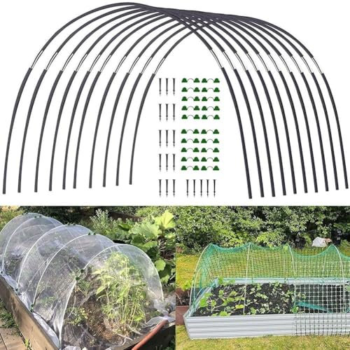Zilimontt Ensemble d'arche tunnel pour plantes | Kit d'arceaux pour serre surélevée | Cadre de support flexible en fibre de verre | Housse de jardin résistante à la rouille (3)