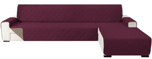 Ystyle Sofa Überzug L Form 2 Sitzer Reversibel, Sofaschoner Waschbar, Couch Bezug Mit Armlehne, Sofabezug Für Katze Hunde, Ecksofa Bezug Rechts/Links (210cm, Burgunderrot + Heller Kaffee)