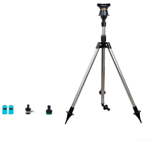 Vilgftyiet Arroseur de jardin professionnel avec trépied réglable en hauteur, système de pulvérisation d'eau rotatif pour l'irrigation de la pelouse, arrosage des plantes en plein air, 56-89 cm (B)