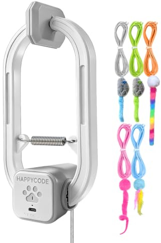 Interactive Cat Toy, Electric Cat Teaser, Door Clip, 2 Motion Modes,grey | 360° Rotation • Random Jumping • Type-C Rechargeable • Door Clip Design • For Indoor Cats