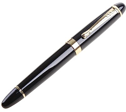 Jinhao X450 Füllfederhalter mit schwarzer Feder und goldfarbenem Rand, schönes Geschenk, Stifte zum Schreiben, Set, schwarze Geschenke, nachfüllbare Sets zum Schreiben für Männer, feine Kinder