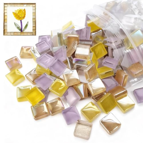 500 g Mosaiksteine, Mosaikfliesen, Mosaiksteine zum Basteln, 1100 Stück | Glas im Champagner-Lila Mix, 1 x 1 cm Mini Format für Bad Küche und Dekoration, für DIY-Fans Künstler und Hobbybastler