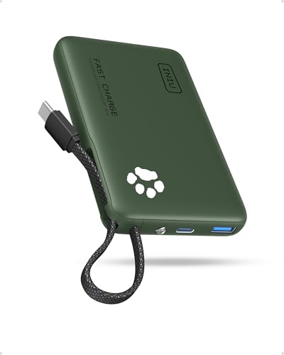 INIU 45W Power Bank 10000mAh, Bateria Externa Carga Rapida con Cable USB C Integrado, Cargador Portatil Powerbank Bateria Portatil USB C In&out para iPhone 16 15 14 13 12 Samsung, Xiaomi, iPad