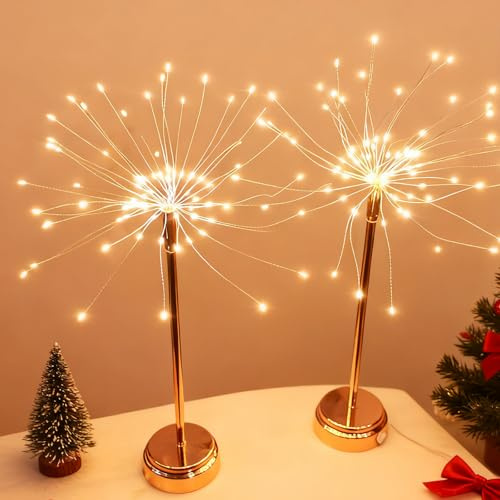 Luci da tavolo Nido e Fiori, Fuochi d'artificio Firefly Luci LED con Telecomando, Mini Tavolo Starburst, Batteria e USB, per Decorazioni Festive per Interni per Feste 2pcs
