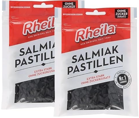 Rheila Salmiak Pastillen von Dr. C. Soldan – Zuckerfrei – Doppelpack 2 x 90 g – Starkes Lakritz Aroma