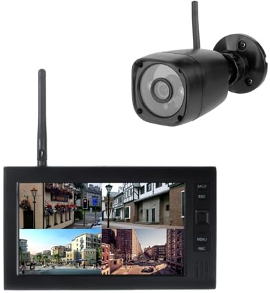 7 LCD Monitor Home Security 1/2/3/4 Camera System 2.4G Wireless Quad SD Recording PIR Alarm 4CH Digital CCTV DVR Surveillance Motion Detection(602D11)