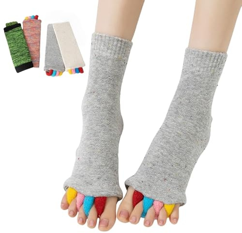 Xiyocadt 【Korrektur von Ballenzehen】 Unisex-Yogasocken mit Zehentrennung in bunten Farben, Fünf-Zehen-Socken, 4 Farben (Größen 38–44) Yoga-Sportsocken, rutschfeste Trainingssocken für Pilates (Grau)