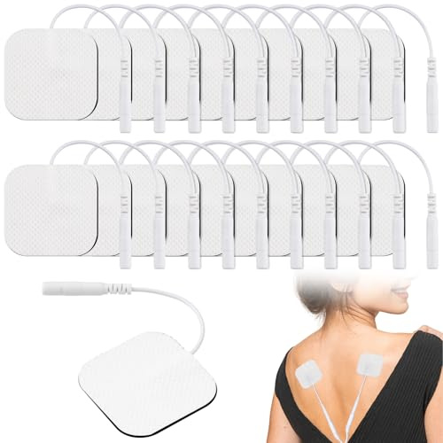 SREBIWO 20 Stück 5x5cm Tens-EMS Elektroden Pads, für Linderung von Muskel | 2mm, Selbstklebend, Wiederverwendbar
