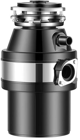 Dissipatore per rifiuti alimentari con interruttore dell'aria e protezione da sovraccarico, lavello da 1,2 litri per uso cucina, tritarifiuti, scarico della cucina, rifiuti alimentari black