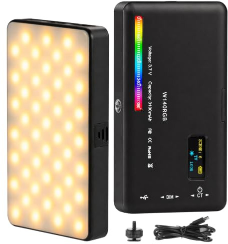 Minifactory Portable RGB Video Light,LED Camera Light Panel Full Color 360°, 2500K-9000K CRI95+, Rechargeable Fill Light for Photography Live Streaming