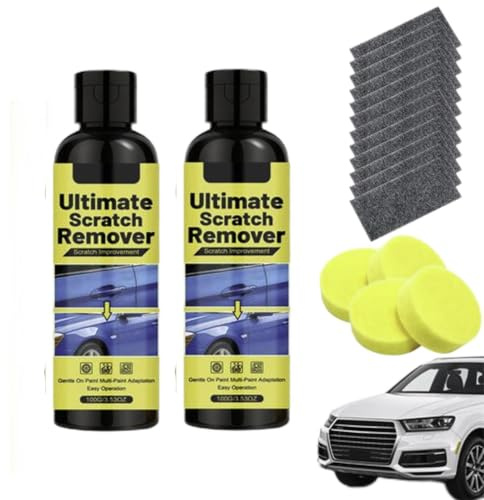 2 piezas ultimate scratch remover, 100ml pasta eliminadora de arañazos coches, kit de eliminación de arañazos con paños nano y esponja, para el cuidado, pulido y detallado del exterior vehículos