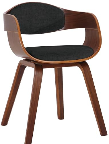 CLP Silla De Visita Kingston En Tela I Silla De Madera con Respaldo Semi-Curvado I Butaca De Salón En Estilo Escandinavo I, Color:Nuez/Negro