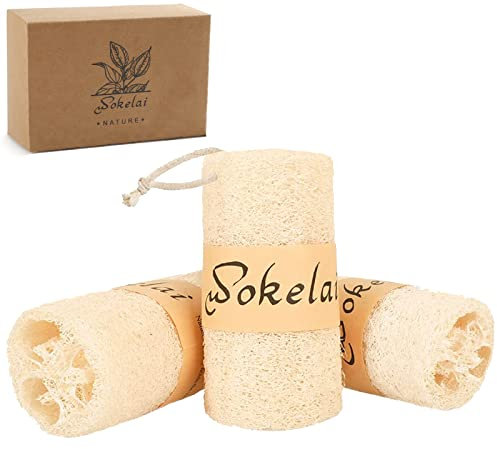 3 Pack Farm natural organic loofah sponge Skin cleansing skin exfoliation Bathing and Back caring spa body shower Daily skin care …