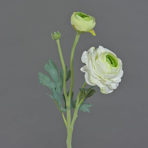 artplants.de Kunstblume Ranunkel Yakira, weiß - grün, 40cm, Ø 4-9cm - Künstliche Blumen