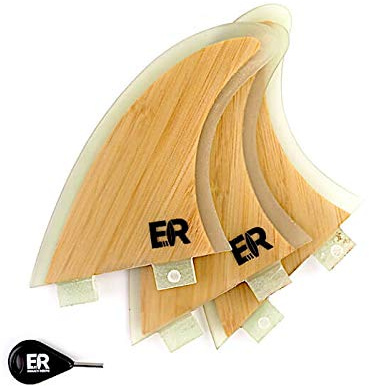 Eisbach Riders Tavola da surf FCS Bamboo Fiberglass Fin Thruster Set con Fin Key (misura media) – Pinne in bambù per tavola da surf e SUP (FCS)