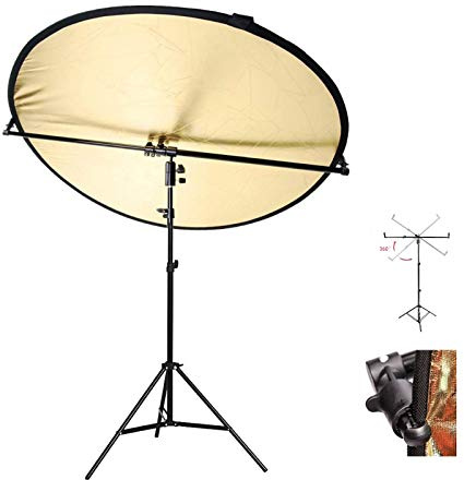 Photo Studio Lighting Reflector and Light Stand Kit, 43.3/110cm 5in1 Multi-Disc Reflector, 25.5 Light Stand with Telescopic Boom Arm for Photography Video Background Shooting Youtuber Vlogger