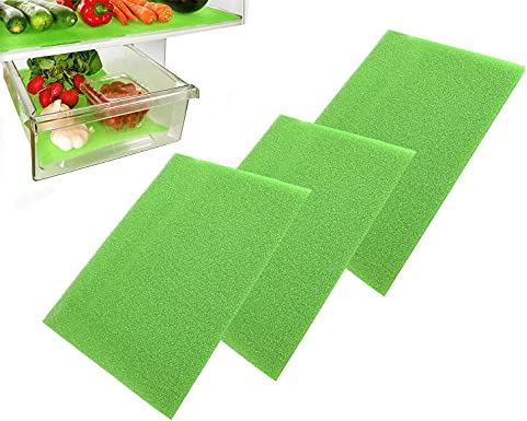 Fridge Liner Mat Pack of 3 Kitchen Salad Drawer Fridge Fresh Food Saver Anti Mould Refrigerator Antibacterial Washable Mats Pad for Home,Kitchen, Cabinet & Drawer