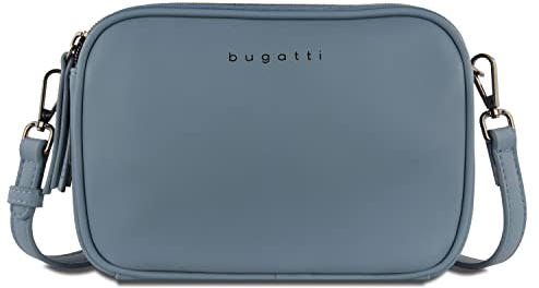 bugatti Almata kleine Schultertasche Damen, Umhängetasche aus hochwertigem Kunstleder, blau