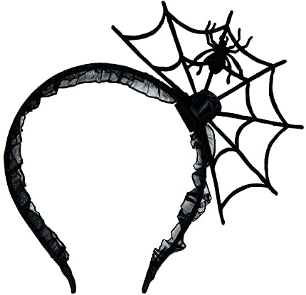 Oblique Unique® Spinnen Netz Haarreifen aus Filz mit Gaze als Kostüm Accessoire Haarreif für Halloween Karneval Fasching Motto Party Schwarz