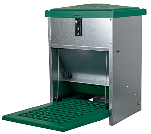horizont Futterautomat Hühner Feedomatic mit Trittplatte, 5kg, verzinkt, Futterautomat für Hühner, ideales Hühner Zubehör, rattensicher, Futterspender Hühner