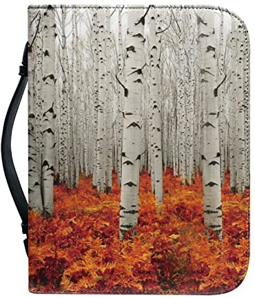 Kuiaobaty Buchhülle mit Birkenwald-Aufdruck für Bibel, Kunstleder, Buchtasche für Männer und Frauen, Tragetasche, Buchhalter, Organizer für Damen