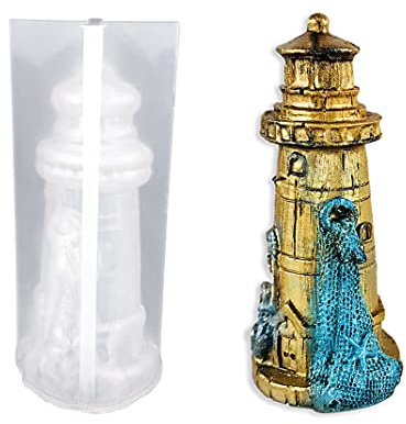 DIYBravo 3D Leuchtturm Silikonform Epoxidharz Resin Silikonform Ornamente Epoxy Form Kunst Resin Mould für Lesesaal Büro Dekor Handwerk, Autodekoration, Geschenk