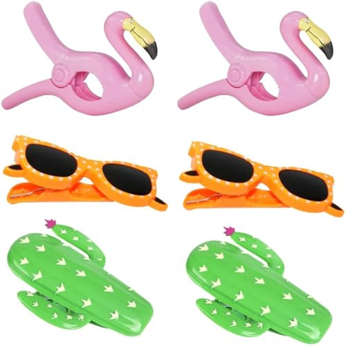6 Stück Handtuchklammern Delmkin Badetuch Clips Groß Strandtuchklammern für Strandtuch, Teppich, Kleidung, Strandliegen