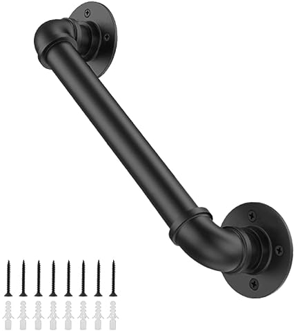 Treppengeländer, Handlauf Sicherheitsgeländer, Reppen Stange Industriellem Verzinktem Stahlrohr, Handfußgeländer Rutschfestem mit Zubehör, Kit Treppengeländer Lnnen und Außen Metall Eisen Schwarz ( Co