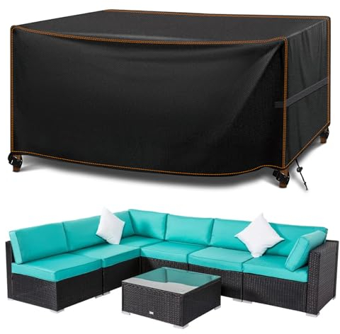 MUPAS Abdeckung Gartenmöbel Winddicht Wasserdicht 420D Oxford Gewebe Schutzhülle Gartenmöbel für Gartentische Terrassenmöbel Rechteckig Kommt mit Aufbewahrungstasche 200 x200 x90cm