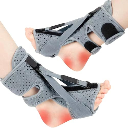 YBFBSJK Plantar fasciit nattskenor justerbara remmar plantar fasciit nattskena häl smärtlindring bandage lättnad plantar fasciit hälsenaflammation bandage (grå)