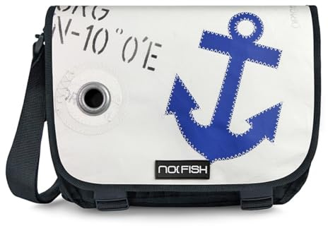 MARITIMIA Schultertasche Sail M Anker blau, recycling Segeltuch