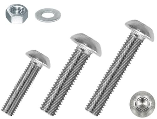 M4 Linsenkopfschrauben - V2A Edelstahl - ISO 7380 - Flachkopfschraube ISK inkl. Mutter + Scheibe (25, M4 x 30 mm)