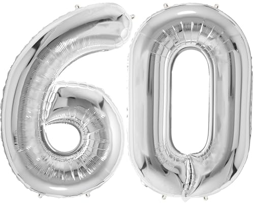 FUNFEST Ballons 60. Geburtstag Silber Riesig 100cm