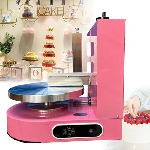 Hydravex 4-12 Inch Automatic Cake Icing Machine, Adjustable Cake Icing Smoother Tool, Baking Birthday Cake Frosting Machine, Cake Decorating Coating Machine for Birthday Cake Cream,Pink