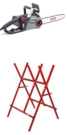 Motosierra y Caballete OREGON CS1400 - Motosierra eléctrica potente de 2400W con guía de cadena de 40 cm, motor de 230 V