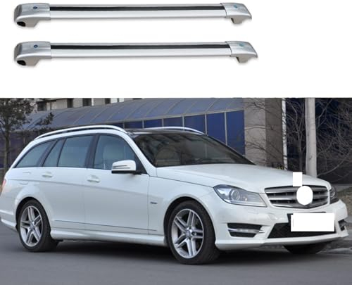 JITEM 2 Stück Dachträger Relingträger Dachgepäckträger Für Mercedes-Benz Clase C W204 5 Puertas Estate 2007-2014, Aluminium Querträger Fahrradträger Dachboxen Boxen Transportsysteme Auto Zubehör