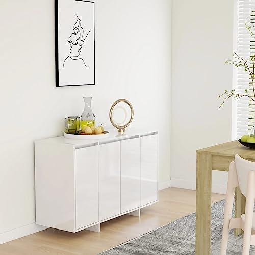 THOYTOUI Moderne Sideboards,Dekorative Schränke,Wohnzimmer Küche Eingang Esszimmer Möbel,Sideboard Hochglanz-Weiß 120 x 41 x 75 cm Holzwerkstoff