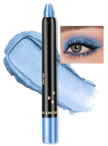 Erinde Blau Glitzer Lidschatten Stift, Wasserfest & Langanhaltend Blue Eyeshadow Stick, Perlglanz Creme Crayon Eyeliner, Hochpigment Metallic Shimmer Augen Makeup Pen