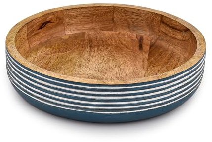 BHAVATU Decorative Bowls Mango Wood for Home Décor Unique Table Centerpieces, Wooden Home Decor Accents for Farmhouse Rustic Style (10 X 10 X 2.5)