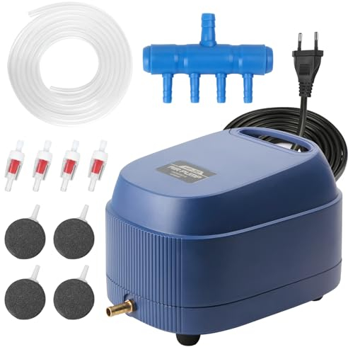 ITIY Kommerzielle Aquarium Luftpumpe, 10W Ultra Leise Regensichere Aquarium Sauerstoffpumpe, Einstellbare Fisch Tank Flüster Belüfter Kit für Teich Aquakultur Garten Reservoirs mit Zubehör