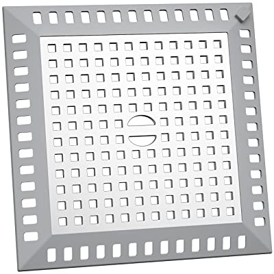 JRYGAC Haarsieb Dusche Quadratisch Abflussabdeckun, Silber Abflusssieb für Waschbecken, Dusche & Badewanne, Abflussabdeckung für Badezimmer, Quadrat Abflussschutz für Bad, KüChe (12,5 X 12,5 cm)