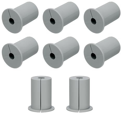 QUARKZMAN 8pz Passacavi Parete per Cavi 1 Pollice Boccola Parete per Cavo Silicone Passacavi Kit Instradamento Cavi Accessori Passacavo Parete per Ethernet Foro da 8mm, Grigio