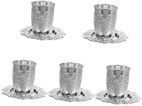 PRETYZOOM 5 Sätze Jüdisches Weinglas Weingläser Pessach-weinbecher Pessach-heiliger Kelch Kiddusch Versilberte Tasse Festlicher Weinbecher Schabbat-weinbecher Zinklegierung