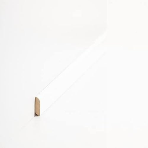 PROVISTON Lot de 5 baguettes de recouvrement en bois massif Blanc - 6 x 22 x 2000 mm - À coller, clips, vis et clouer - Plinthes