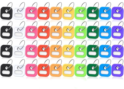 ttstar Key Cap Covers, Durable Silicone Key Identifiers,1 Inch Square Key Labels Tags for 0.9-1.05 Inch Standard Keys, Color Coded Key Chain Tags with Ring and Label Window, 10 Pack