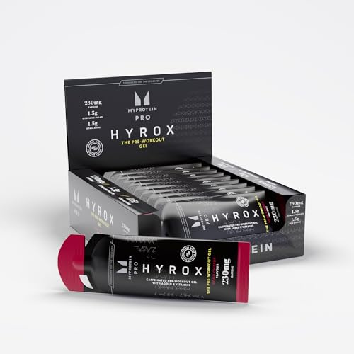 Myprotein PRO x HYROX THE Pre-Workout Gel | 230 mg Koffein mit natürlichem Guarana | Beta-Alanin, Citrullin-Malat & Taurin | Steigert Energie, Fokus & Ausdauer | Vegan | Sour Cherry 12 x 60 ml