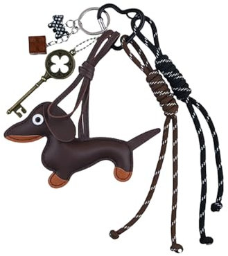 Kinretixia Dackel Schlüsselanhänger In Künstlichem Leder, Niedliche Y2K Tasche Für Damen, Schlüsselanhänger zum Geburtstag, Aesthetic Accessoire Für Rucksack Und Auto