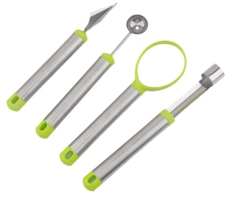Cabilock Kit 4 in 1 Per Intagliare La Frutta Scavino Per Melone Cucchiaio Per Frutta Estrattore Per Torsolo Utensili Per Tagliare Le Verdure Set Per Uso Domestico